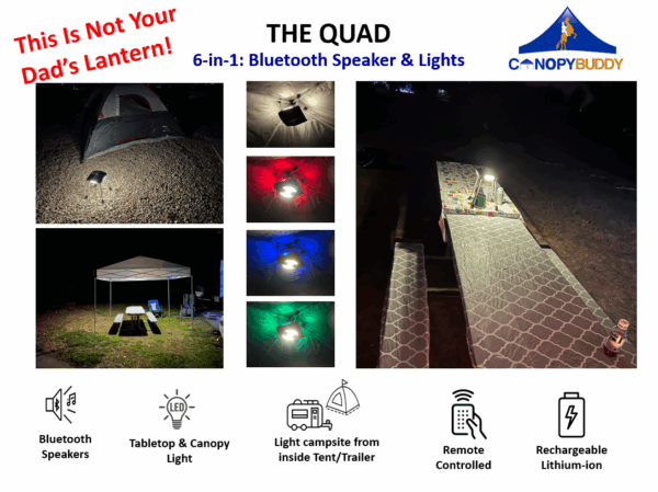 The Quad : Modern Camping Light With Speakers